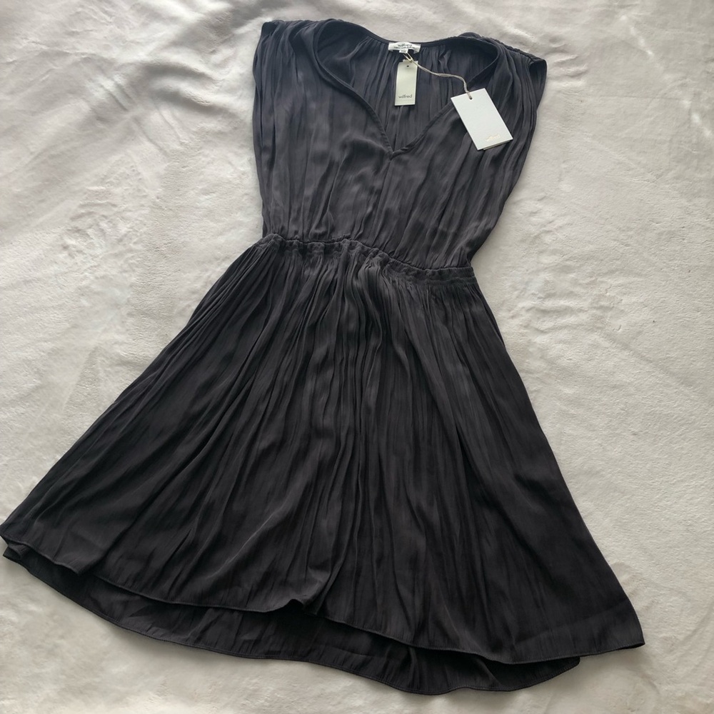 NWT Aritzia Grey Purple Ruffle Dress